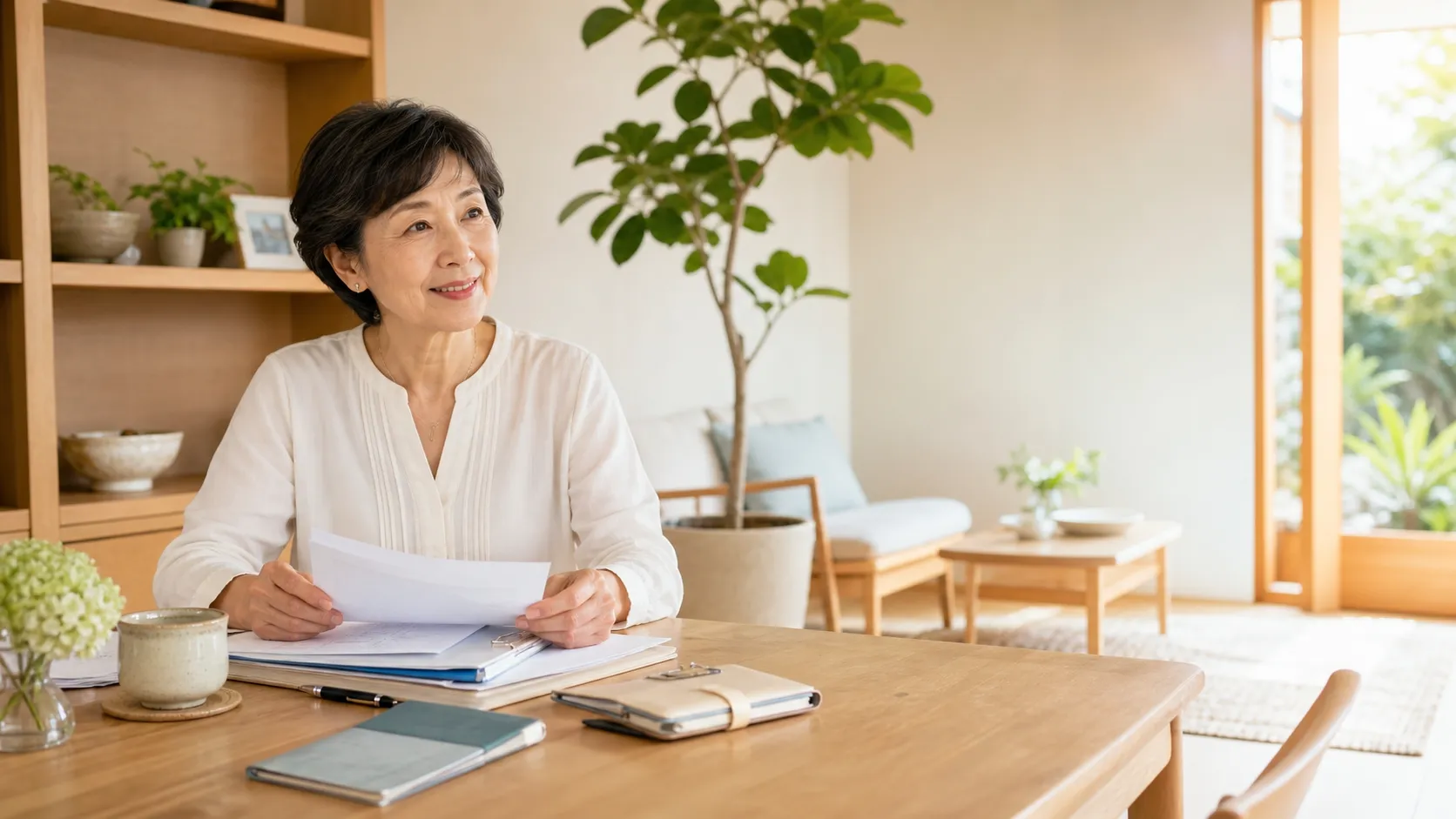 人生後半の暮らしを軽くするために終活の整理をするシニア