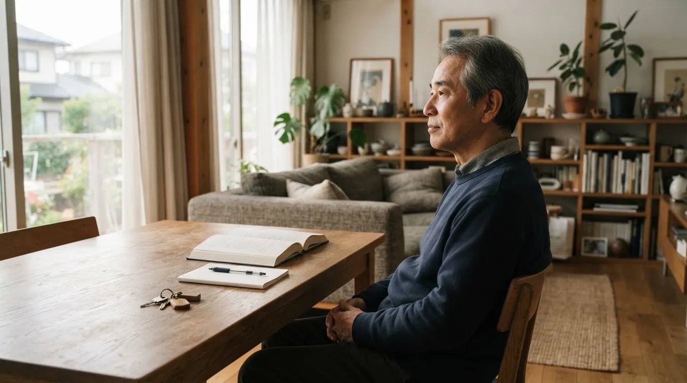 自由な時間に何をするか静かに考える人生後半の男性