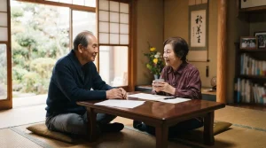 人生後半の夫婦がこれからの希望について話し合っている様子