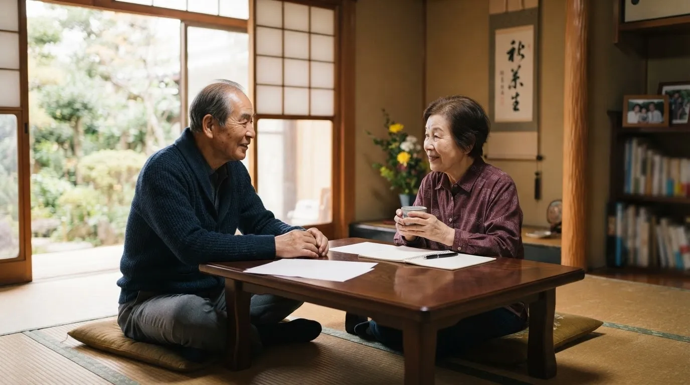 人生後半の夫婦がこれからの希望について話し合っている様子